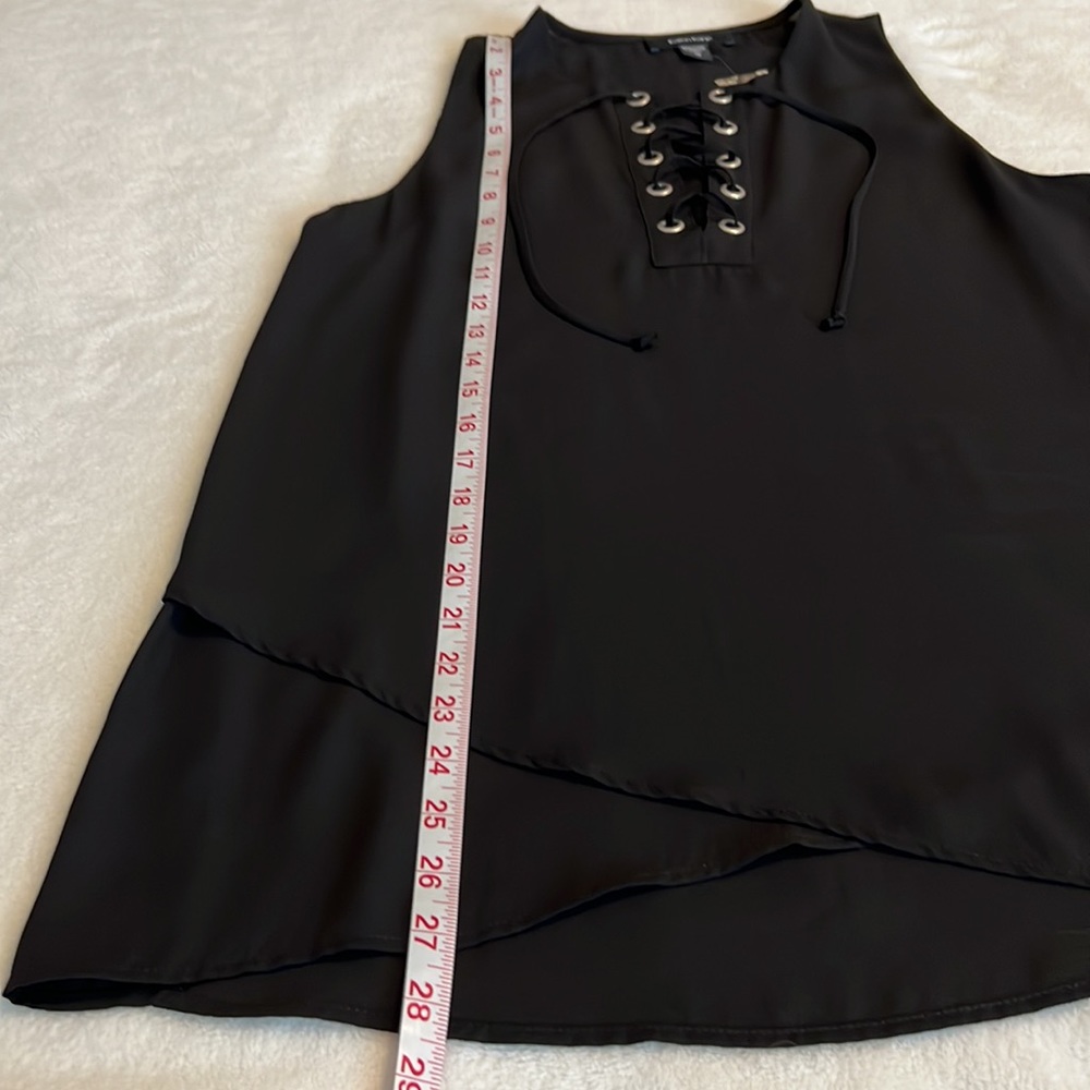 Karen Kane Asymmetrical Lace Up Crepe Tank Black Size M - Picture 5 of 9